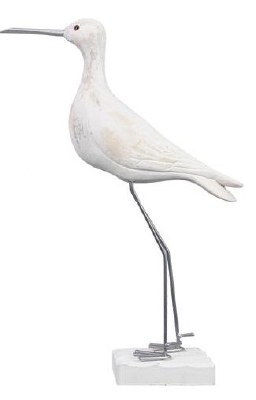 11" Distressed White Resin Shorebird