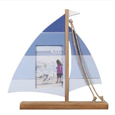 4" x 6" Blue and Brown Sailboat Shaped Frame