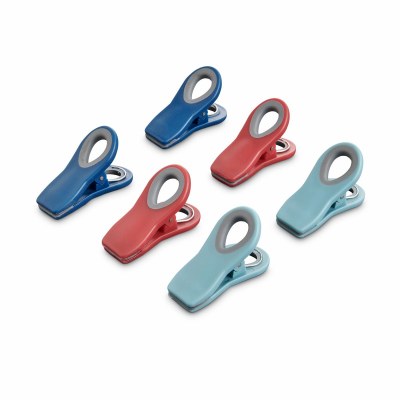 Set of Six 6 Turquoise, Red, and Navy Magnetic Clips