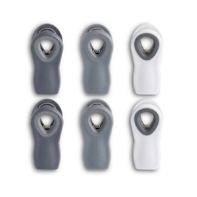 Set of Six White, Gray, and Charcoal Magnetic Clips