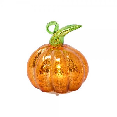 3" LED Orange Glass Pumpkin Fall and Thanksgiving Decoration