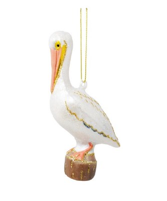 5" White Glass Pelican Ornament