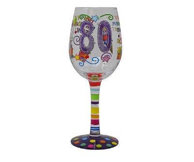 15 oz Happy 80th Birthday Wine Glass