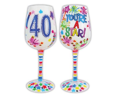 15 oz Happy 40th Birthday Wine Glass