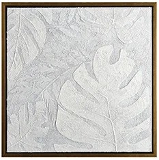 27" Sq White Big Leaf at the Bottom Framed Canvas