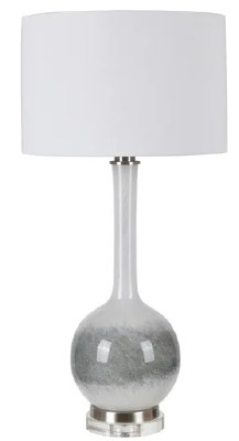 35" White and Gray Glass Lamp