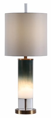 34" Gray, White, and Clear Glass Column Lamp