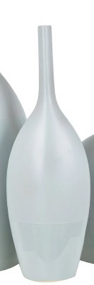 20" Light Blue Matte and Glassy Slim Ceramic Vase