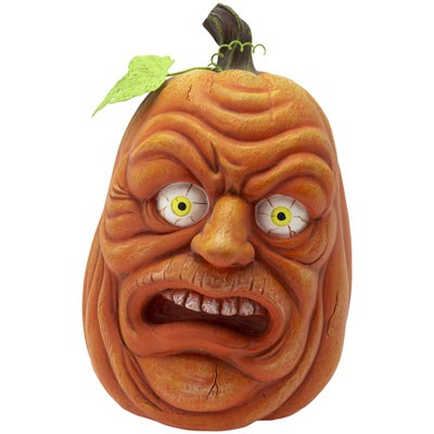 7" Orange Menace Face Pumpkin  Halloween Decoration