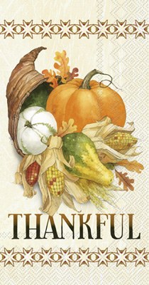 "Thankful" Cornucopia Guest Towel Fall and Thanksgiving