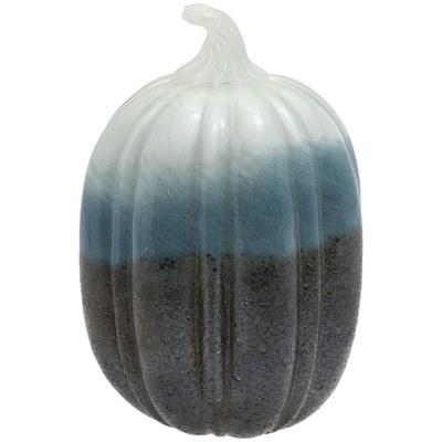 8.5" Blue Ombre Glass Pumpkin Fall and Thanksgiving Decoration