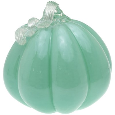 8" Turquoise Glass Pumpkin Fall and Thanksgiving Decoration