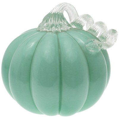 6" Turquoise Glass Pumpkin Fall and Thanksgiving Decoration