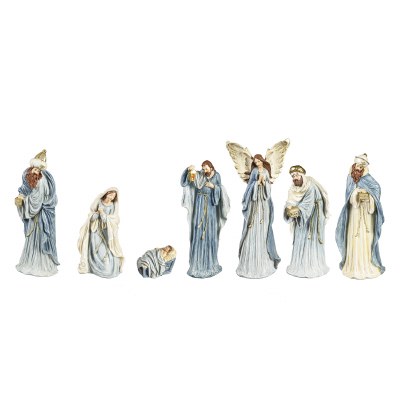 Set of Seven Blue Nativity Scene