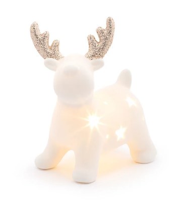 5" LED Ceramic White Deer Standing