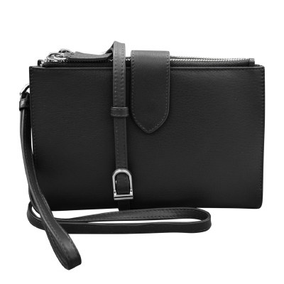 6" x 8" Black Phone Wallet Crossbody Shoulder Bag