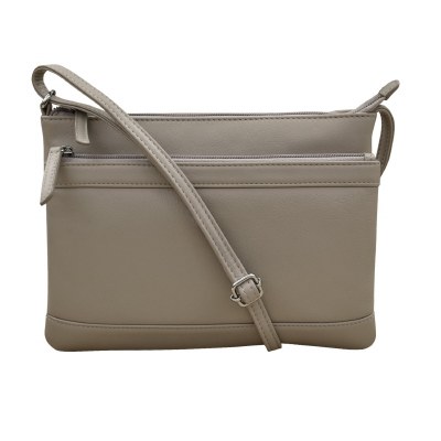 7" x 10" Taupe Double Zip Crossbody Bag