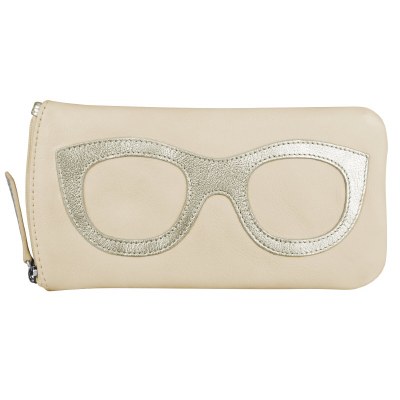 8" Bone and Light Gold Eyeglass Case