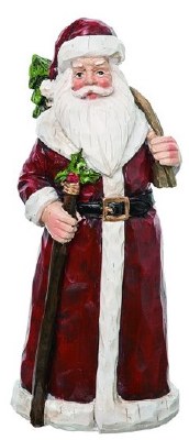 9" Red Polyresin Santa Holding a Cane