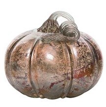 Medium Silver and Multicolor Glass Pumpkin Fall and Thanksgiving Decoration