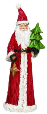6" Polyresin Santa Holding a Tree