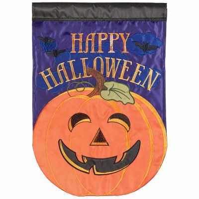 18" x 13" Mini "Happy Halloween" Jack-O-Lantern Garden Flag Decoration