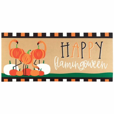 10" x 22" "Happy Flamingoween" Doormat Insert Halloween Decoration