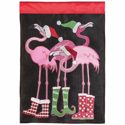 18" x 13" Mini Christmas Flamingos Garden Flag