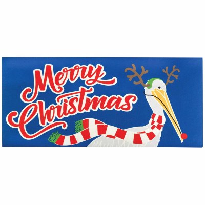 10" x 22" "Merry Christmas" Red Nose Pelican Doormat Insert