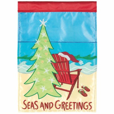 18" x 13" Mini "Seas and Greetings" Beach Garden Flag