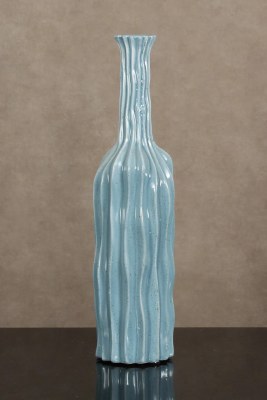 15" Blue Wave Ceramic Vase
