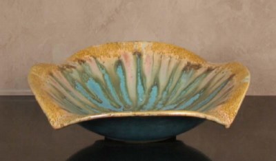 12" Green Ceramic Drip Bowl