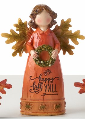 4" Fall Angel Holding a Wreath Fall and Thanksgiving Decoration