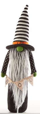16" Witch Gnome Holding a "Boo" Garland Halloween Decoration