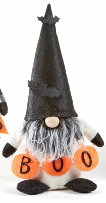 10" Black Hat "Boo" Gnome Halloween Decoration