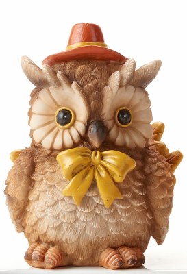 5" Owl Wearing a Bow Statue Fall and Thanksgiving Decoration