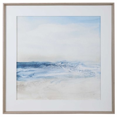 51" Sq Surf and Sand iPrint in a Wood Frame Under Glass