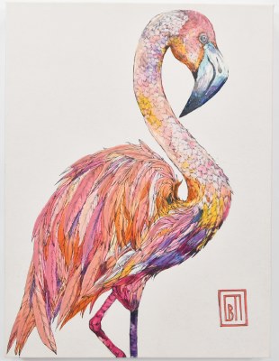 24" x 18" Colorful Coastal Flamingo Canvas
