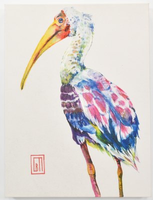 24" x 18" Colorful Coastal Ibis Canvas