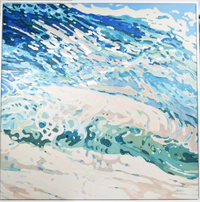 64" Sq Abstract Wave Canvas in a White Frame