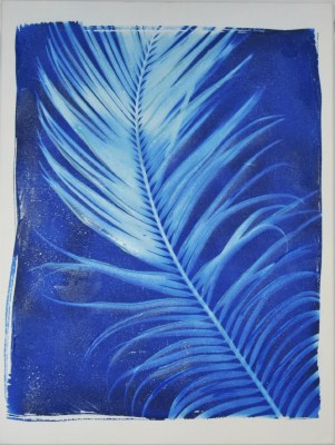 24" x 18" Blue Areca Leaf Canvas