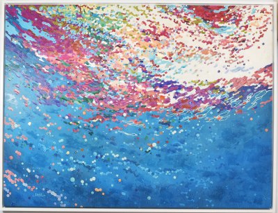45" x 60" Water Abstract Canvas in a White Frame