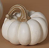 Medium White Polyresin Pumpkin Fall and Thanksgiving Decoration