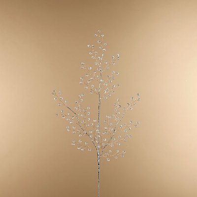 24" Faux Clear Beads Silver Branch