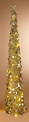 5' 5" Lit Gold Slim Pop-Up Christmas Tree
