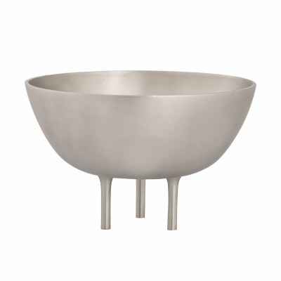 11" Matte Silver Metal Bowl With Three Legs