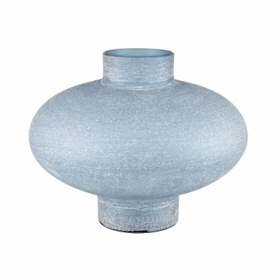 10" Frost Blue Squat Glass Vase