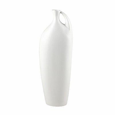 28" White Tiny Handle Ceramic Vase