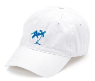 White Cap With Blue Palm Trees