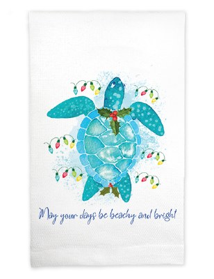 22" x 17" "May Your Days Be Beachy and Bright" Huck Kitchen Towel